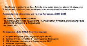 Προεγγραφές σπουδαστών στο Δημόσιο Ι.Ε.Κ. Ο.Α.Ε.Δ. Αγρινίου