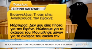 Ειρήνη Λαγούδη: Η άγνωστη κατάθεση από κολλητό φίλο του γιατρού…