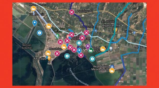 Ένας διαδραστικός χάρτης που αναδεικνύει το πρόβλημα με τις πλημμύρες στο Μεσολόγγι