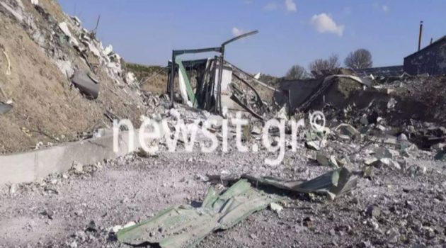 Γρεβενά: Εξαϋλώθηκε το εργοστάσιο από την έκρηξη – Τσιμεντοκολώνες τινάχτηκαν (Photos)