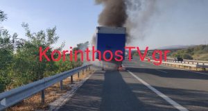 Στις φλόγες φορτηγό στην Εθνική Οδό Κορίνθου – Πατρών (Video)