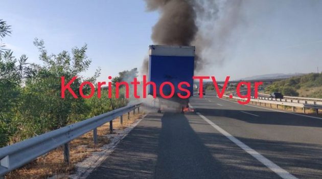 Στις φλόγες φορτηγό στην Εθνική Οδό Κορίνθου – Πατρών (Video)