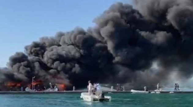 Κέρκυρα: Καίγονται τέσσερα σκάφη στη Μαρίνα Γουβιών – Επιχείρηση της Πυροσβεστικής (Video)