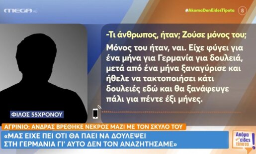 Στο Αγρίνιο προ ημερών Αστυνομικοί σε σπίτι στην «πεταλούδα» βρήκαν ένα κρανίο και μερικά κόκκαλα του 55χρονου και του σκυλιού του.