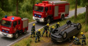 Στην Αμβρακία Οδό το μεσημέρι της 10ης Ιουλίου αναποδογύρισε Ι.Χ. μετά από σοβαρό τροχαίο, κινητοποιήθηκε η Πυροσβεστική Αμφιλοχίας