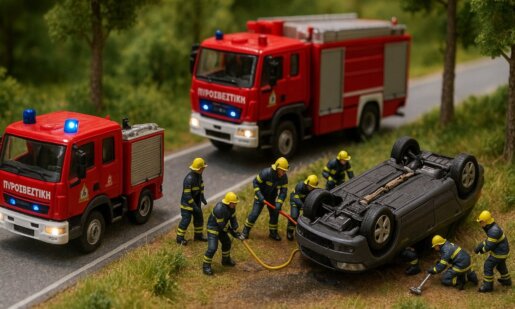 Στην Αμβρακία Οδό το μεσημέρι της 10ης Ιουλίου αναποδογύρισε Ι.Χ. μετά από σοβαρό τροχαίο, κινητοποιήθηκε η Πυροσβεστική Αμφιλοχίας