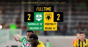Για το UEFA Conference League η Α.Ε.Κ. προηγήθηκε με 2 γκολ όμως δε χ-άρηκε γιατί ο Άρης Λεμεσού ισοφάρισε σε 2-2 αφήνοντάς τα όλα ανοιχτά!