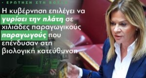 Η Χριστίνα Σταρακά ήταν εκείνη που έφερε στη Βουλή τον αδικαιολόγητο αποκλεισμό χιλιάδων βιοκαλλιεργητών