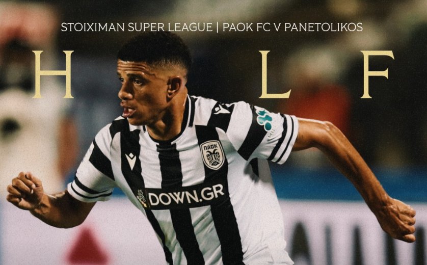 Τέλος 1ου Ημιχρόνου για την 4η Αγωνιστική της SL1  - Π.Α.Ο.Κ. (0-0) Παναιτωλικός με τους Γηπεδούχους να έχουν 78% κατοχή και 5 τελικές.