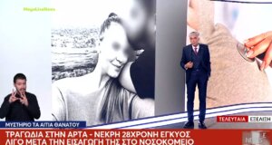 Τραγωδία σημειώθηκε στην Άρτα καθώς μια 28χρονη έγκυος έχασε ξαφνικά τη ζωή της στο Νοσοκομείο.