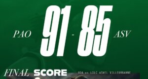 Για την 4η Αγωνιστική της Euroleague Basketball 2025 - 2026 ο Παναθηναϊκός με τον Ρισόν Χολμς επικράτησε 91-85 της Βιλερμπάν για το 3-1!