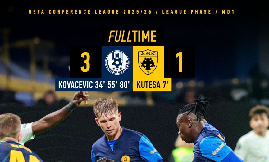 Για την 1η Αγωνιστική της League Phase του UECL η Α.Ε.Κ. προηγήθηκε νωρίς αλλά στο τέλος η Τσέλιε ήταν αυτή που κέρδισε με 3-1.