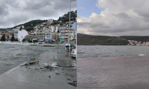 Στην Αμφιλοχία την Πέμπτη, 8 Ιανουαρίου 2026 η κακοκαιρία δημιούργησε διάφορα σκηνικά, όπως αυτό με τη θάλασσα που «βγήκε στη στεριά» λόγω θυελλωδών βοριάδων.