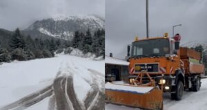 Στην Ορεινή Ναυπακτία και πιο συγκεκριμένα στο Χάνι Λιόλιου βρίσκονται από πολύ νωρίς μηχανήματα της Περιφέρειας τα οποία δίνουν «μάχη» για να κρατήσουν ανοιχτούς τους δρόμους.