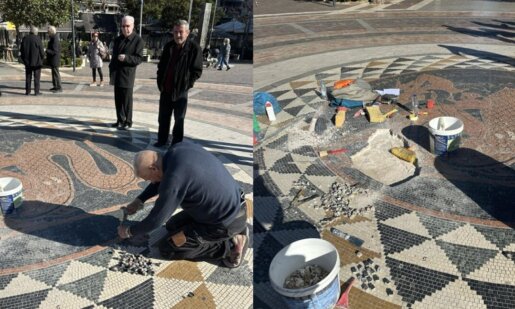 Στο Αγρίνιο οι πολίτες που περνούν από την Πλατεία Δημοκρατίας βλέπουν πως άρχισαν οι εργασίες αποκατάστασης του ψηφιδωτού - Δηλώσεις Μπερμερίδη στο AgrinioTimesTV.