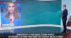 Μια ανείπωτη τραγωδία σημειώθηκε στην Πάρο όταν ένα παιδί μόλις 4 ετών πνίγηκε σε πισίνα, προσήχθησαν οι γονείς του και ο ιδιοκτήτης του Beach Bar.