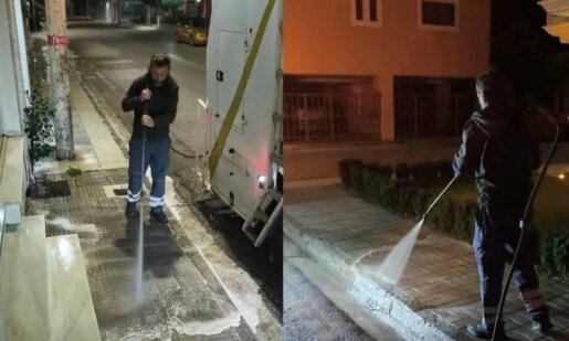 Στο Μεσολόγγι ο Αντιδήμαρχος Νίκος Παπανικολάου από τις 4:30 τα ξημερώματα βρέθηκε προ ημερών στη Οδό Σπύρου Μουστακλή, συμβάλλοντας στον καθαρισμό της πόλης ενόψει της 28ης Οκτωβρίου.
